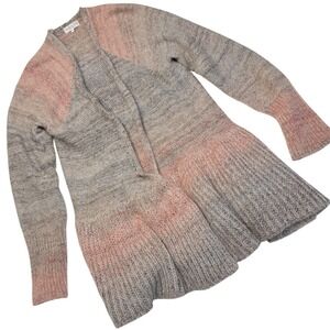 Pink Ombre Italian Mohair‎ Blend Ruffle Long Cardigan L Cottagecore P